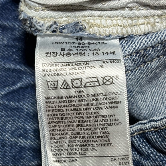 GAP Stretch Midi Shorts Girls Size 14 Blue Denim Cut Off - Picture 6 of 9